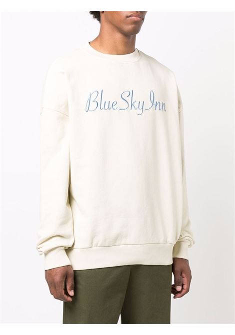 Felpa con ricamo in bianco sporco - uomo BLUE SKY INN | BS2101CN001CRM